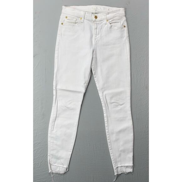 7 For All Mankind 'Ankle Gwenevere' Raw Cuff Stretch Denim Jeans. White, Size 27 - Picture 1 of 5